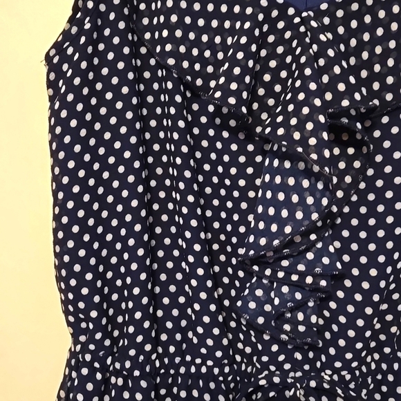 BeBop, Mini Dress, Child's Lg 14/16, Navy, Striped, Polka Dot, Ruffled, Tank - Picture 5 of 10